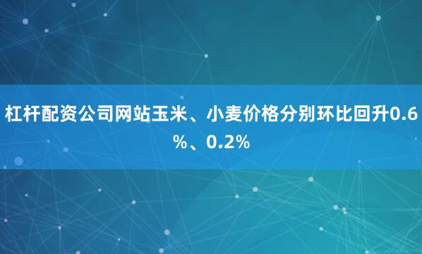 杠杆配资公司网站玉米、小麦价格分别环比回升0.6%、0.2%