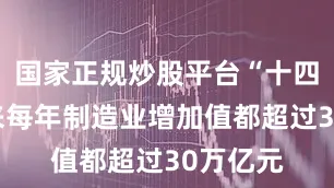 国家正规炒股平台“十四五”以来每年制造业增加值都超过30万亿元